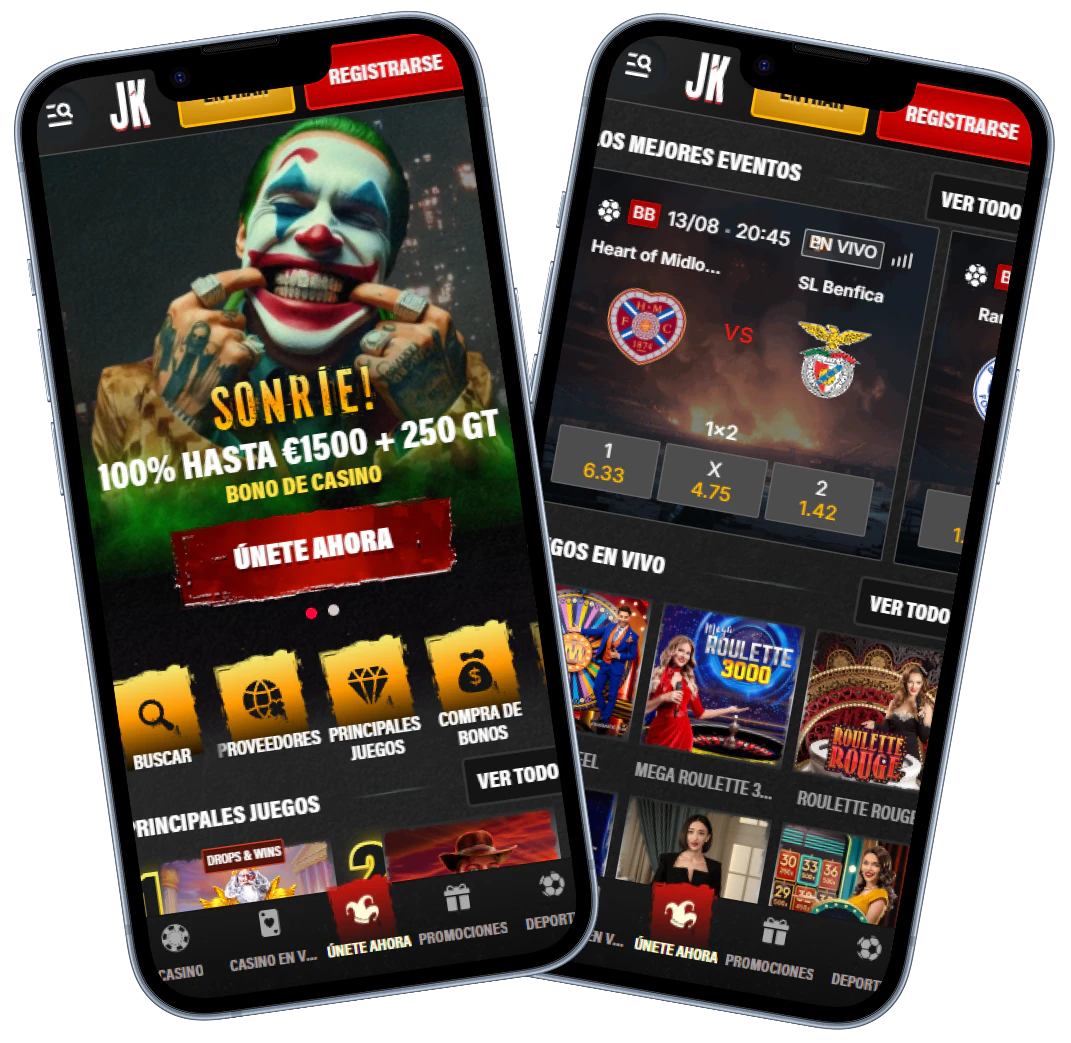 Jokery Casino versión móvil con juegos, bono y apuestas deportivas